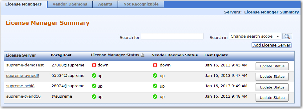 Figure 3-1 - License Manager Summary page
