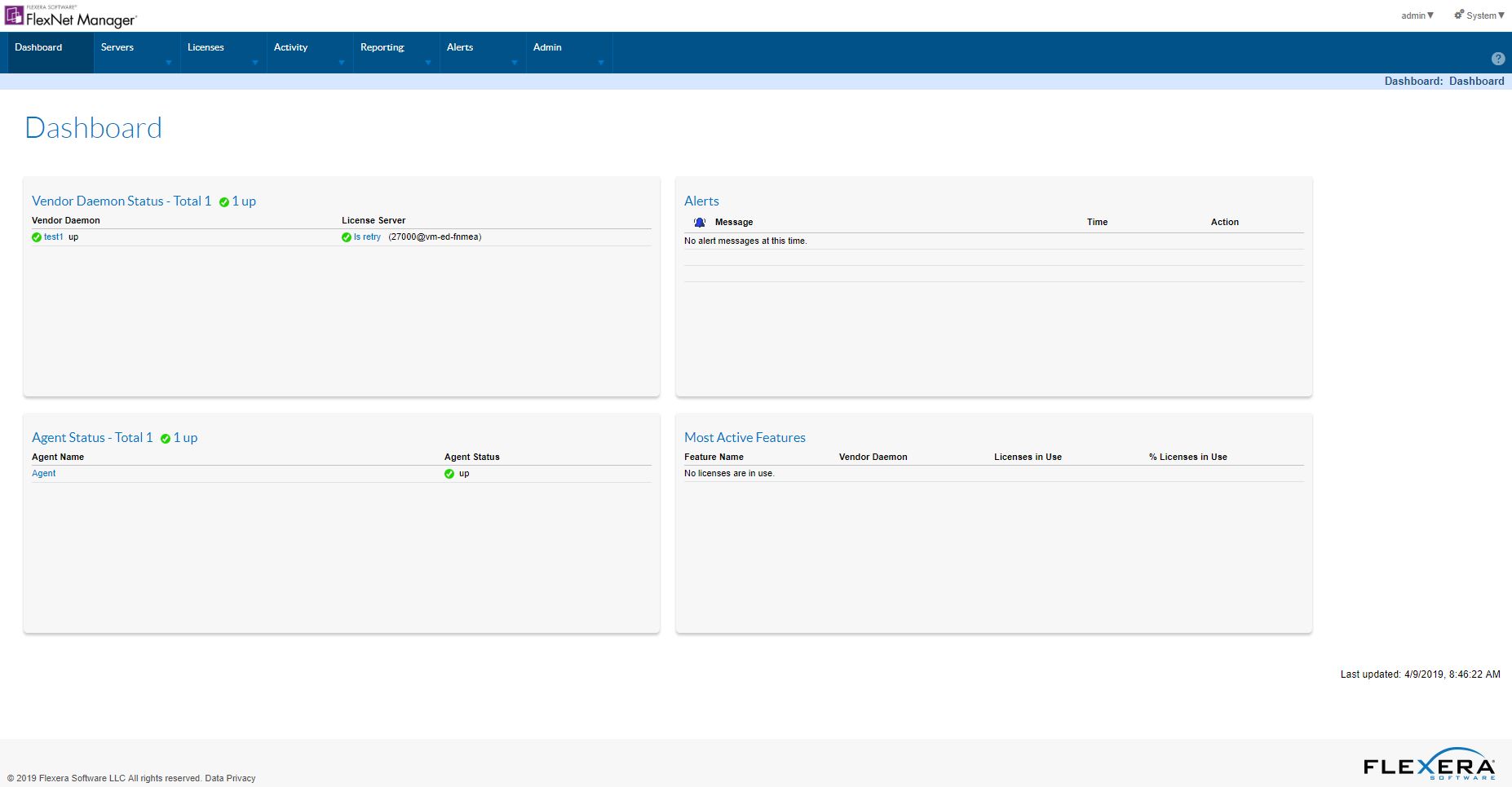 Figure 2-2 - FlexNet Manager for Engineering Applications Dashboard