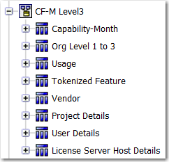 CF-M Level3 namespace expanded to show query subjects.
